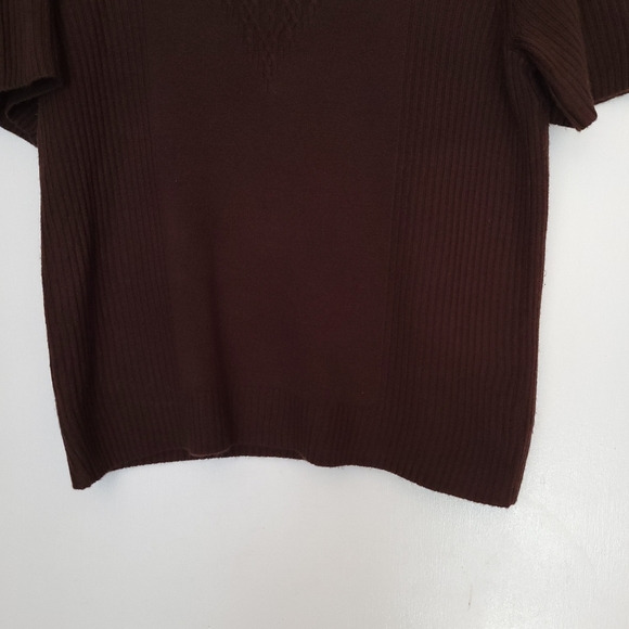 3 for $30 - KORET chocolate brown short sleeve mockneck sweater - Picture 5 of 6